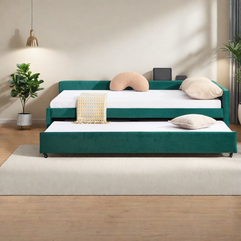 Lits en velours peu encombrants, conception multifonctionnelle moderne pour la maison