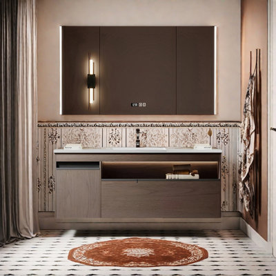 Middle ancient style rock plate bathroom cabinet