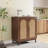 59" Rattan Dark Brown Wood Sideboard Buffet Cabinet (Set Of 2)