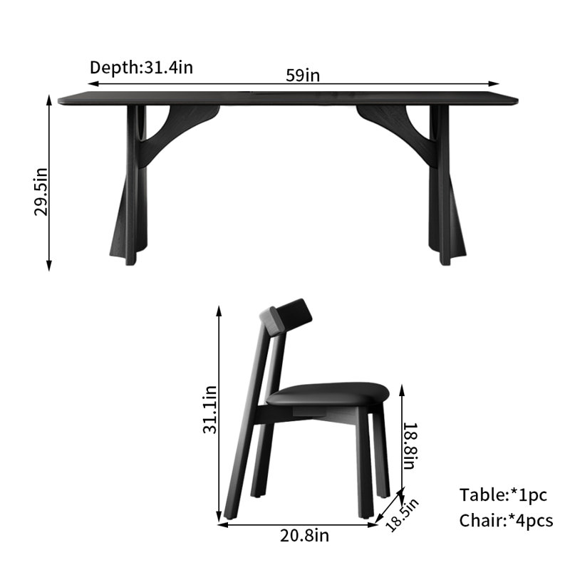 Ensemble de salle à manger Seferina, H 29,5 po x L 59 po x l 31,4 po