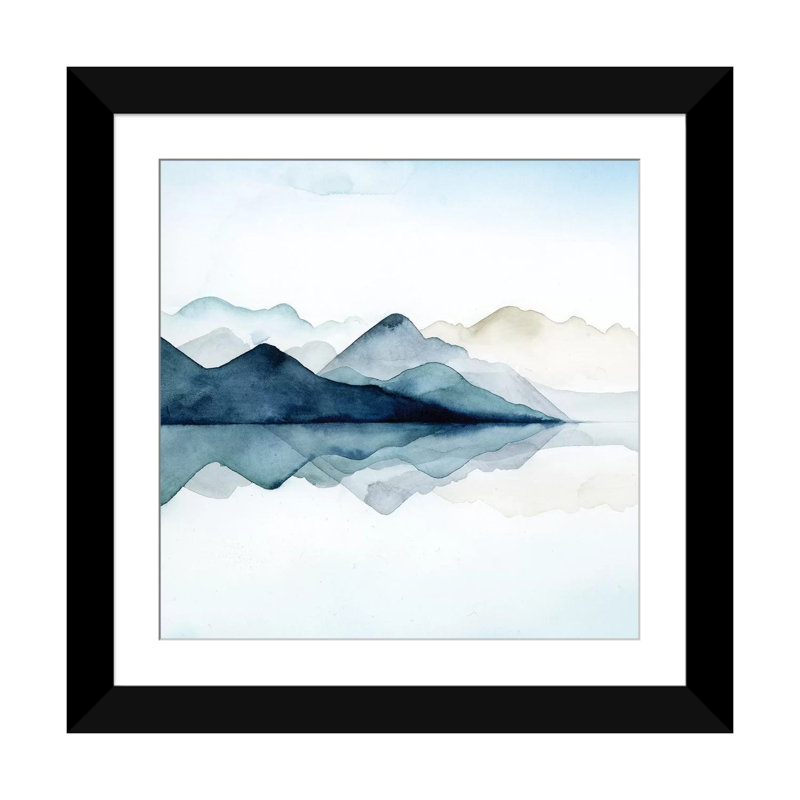 «Glacial I», reproduction sur toile, H 16 po x l 16 po x P 1 po, Papier d'art encadré noir, Blanc