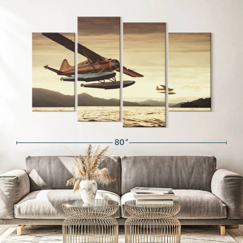 " Float Planes " 4 - Pieces, 42" H x 68" W x 1.25" D