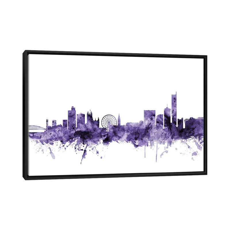 « manchester, england horizon » par michael tompsett, reproduction d’impression sur toile tendue, Toile avec cadre noir