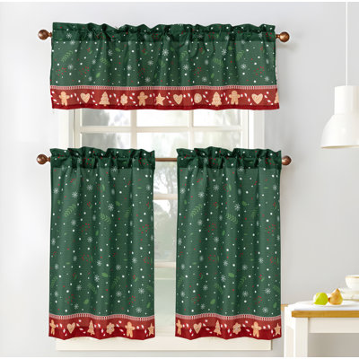 Gingerbread Men Christmas Kitchen Curtain Green