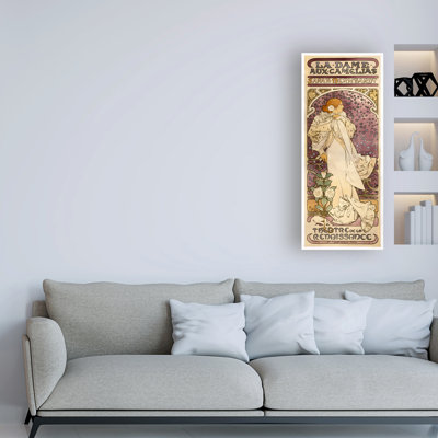 Reproduction d’art sur toile tendue « la dame aux camelias » par Mucha