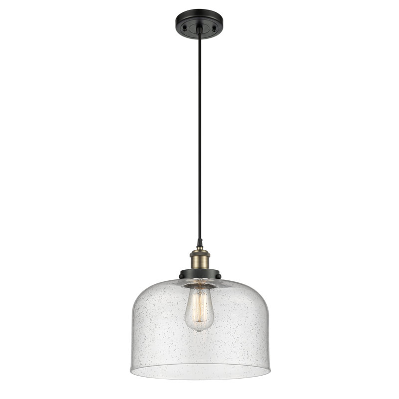 Mini luminaire suspendu à cordon 1 lumière Ballston Urban Bell, Grainé, Laiton antique noir, DEL