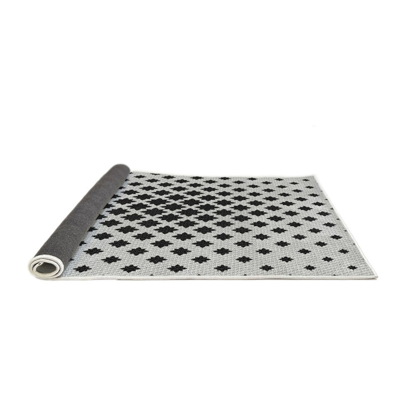 Tapis gris/noir tissé à la machine, Rond 5 pi