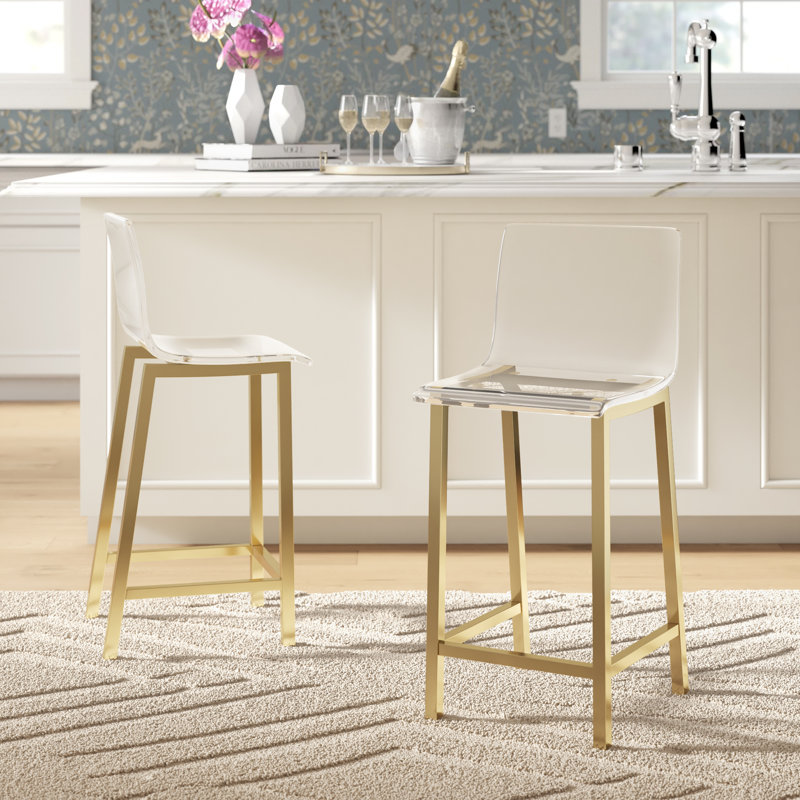 Cyrus Counter Stool with Metal Frame, Nickel Black, Counter Stool (24" Seat Height)