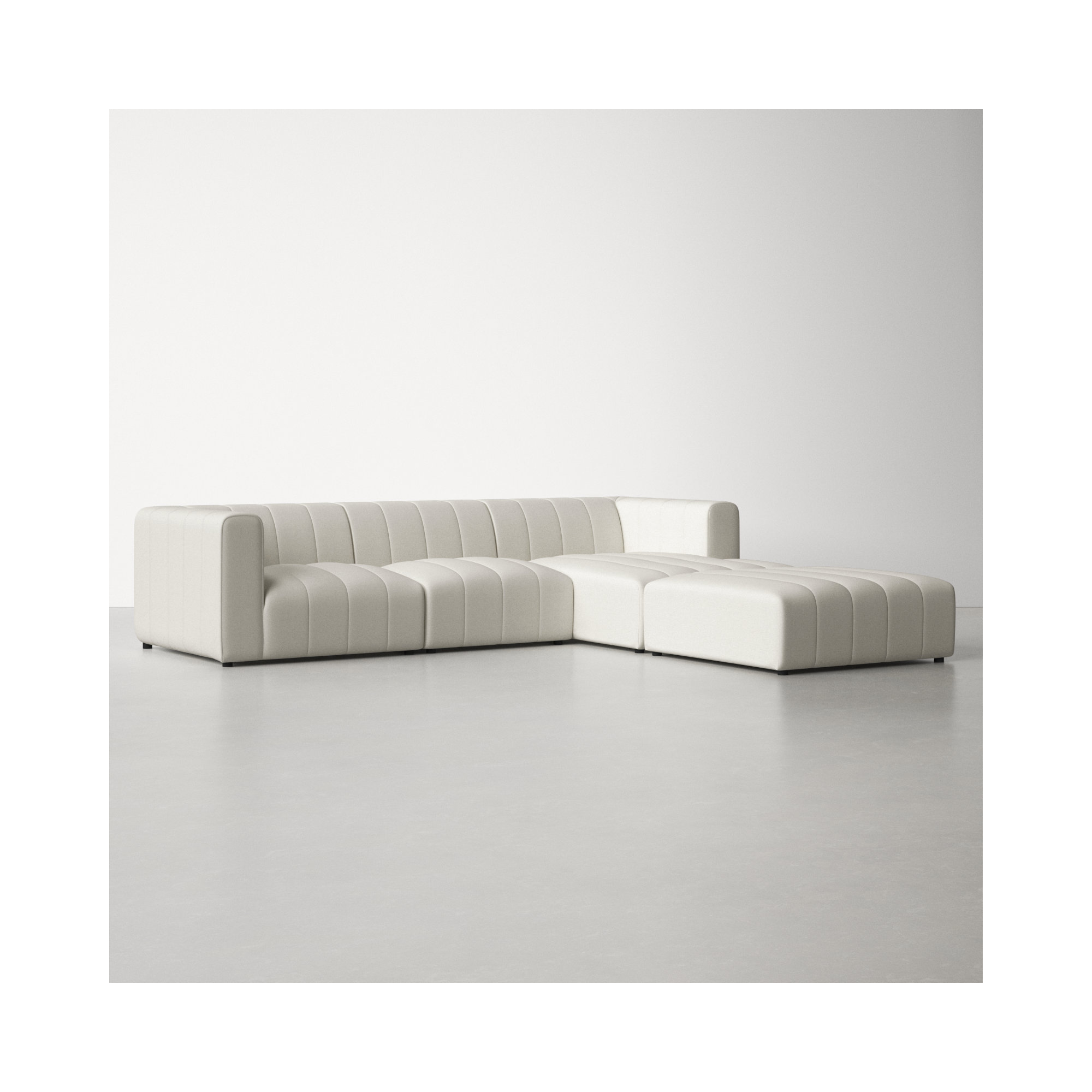 Bowry 110" Wide Sofa & Chaise with Ottoman, Right Hand Facing, Fayette Cloud Polyester Blend