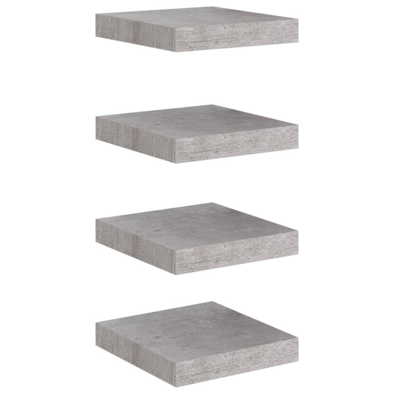 Gracie-Rose 4 Piece Picture Ledge Wall Shelf, Concrete Grey, 23 x 23.5 x 3.8 cm