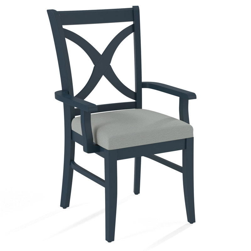 Hues Upholstered Arm Chair, Gray Sugar Performance; 0863-84, Navy Finish