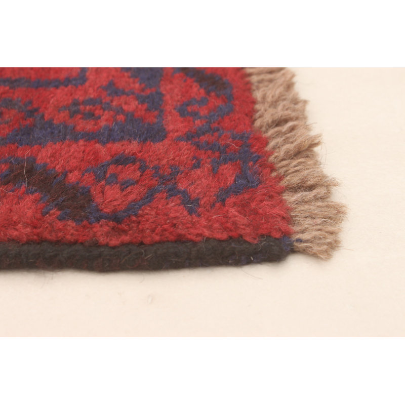 Tapis rouge noué à la main 3 pi 8 po x 6 pi 9 po Teimani