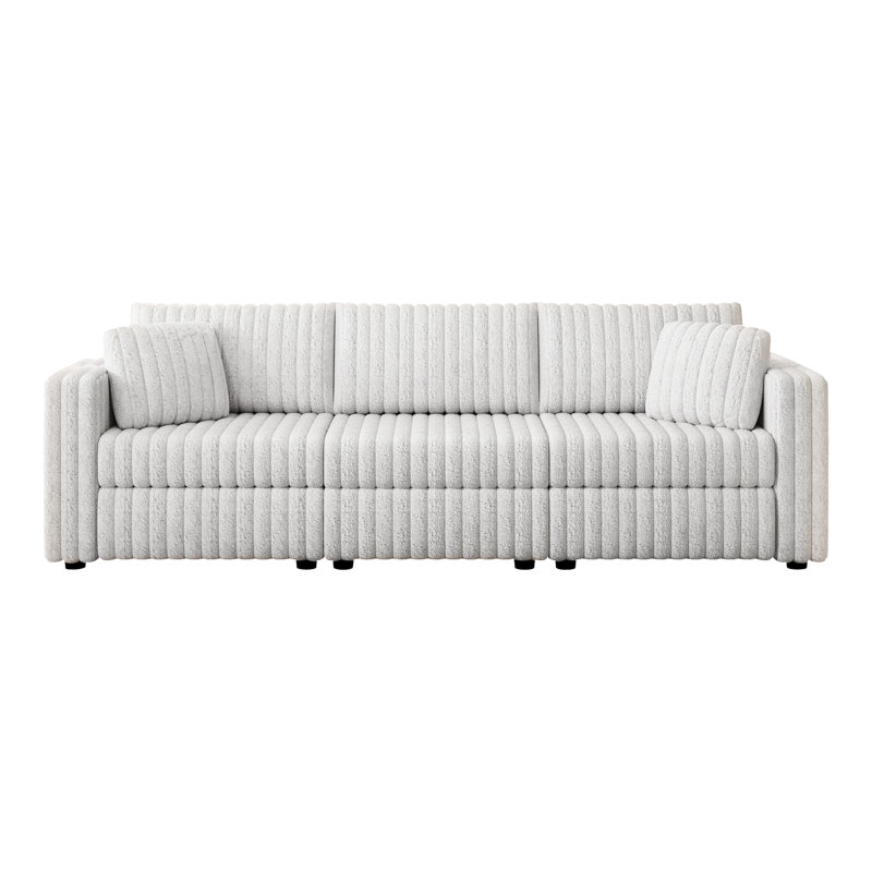 Gray Living Room Furniture - 106.3" Modular With Stylish Design And Practicality Comfortable Fabric Multi-Functional, 3