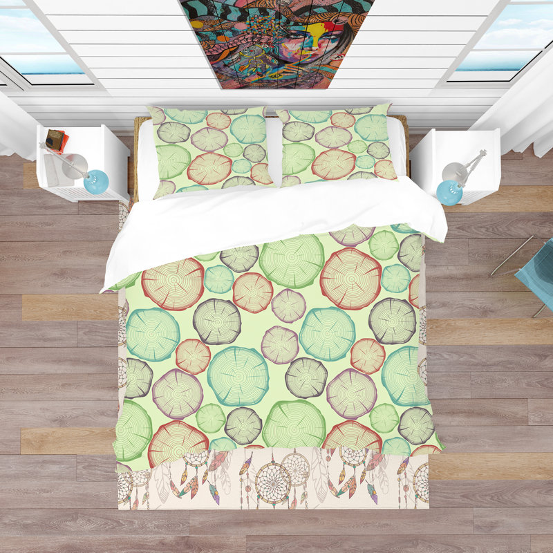 Ensemble de housse de couette rustique en microfibre verte, Housse de couette très grand + 2 taies décoratives