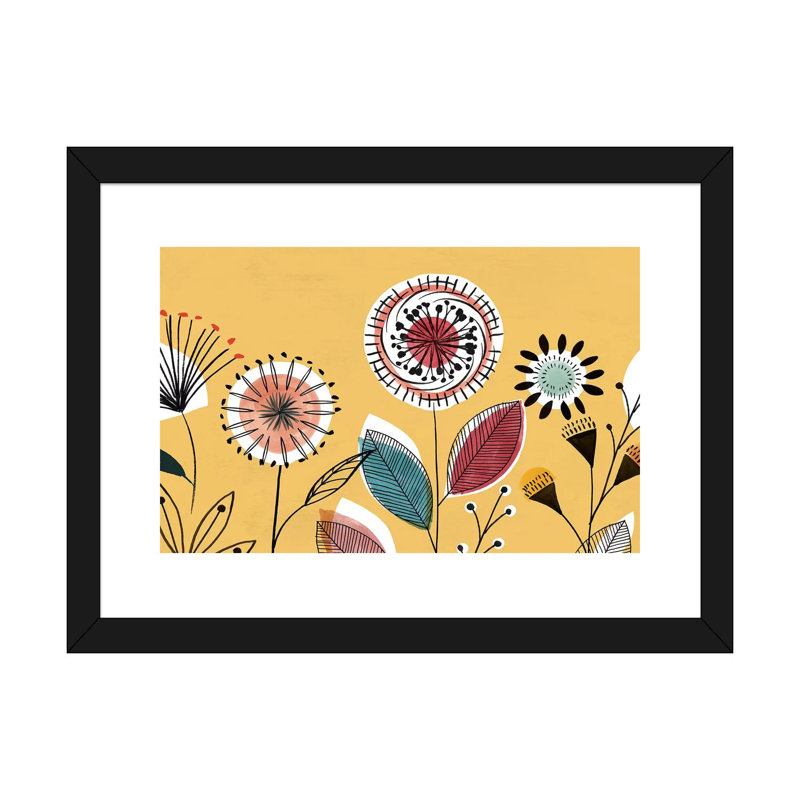 «Scandi Sunrise I» par Isabelle Z - impression d'art graphique, H 24 po x l 32 po x P 1 po, Papier encadré noir, Blanc