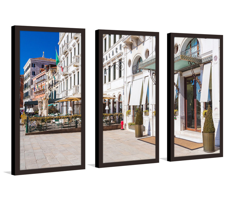 Venise par jour - ensemble de 3 reproductions de photos sur acrylique, H 25,5 po x l 40,5 po x P 1 po