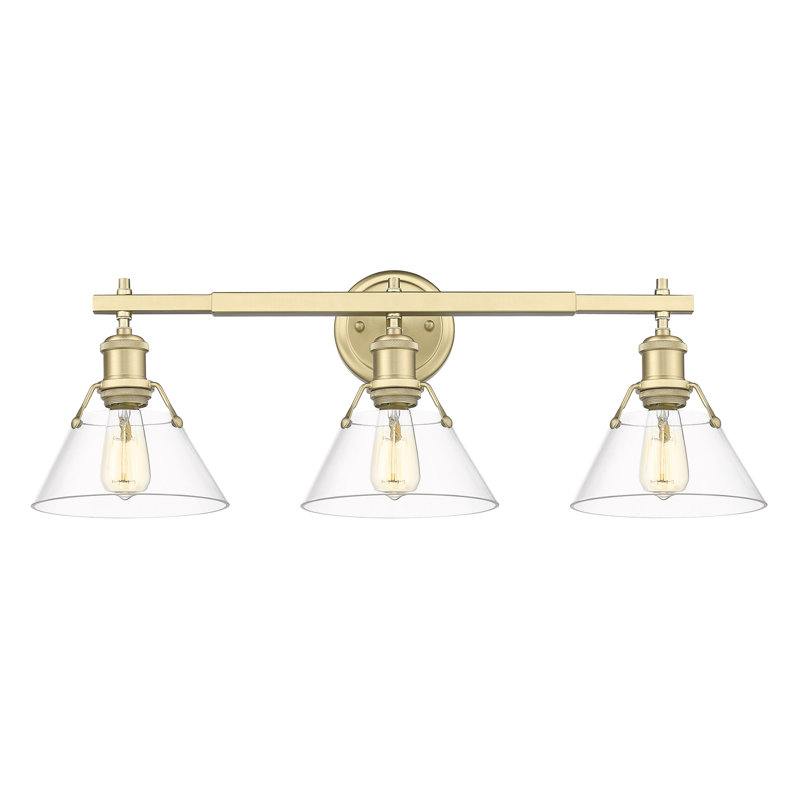 Luminaire à 3 lumières Felda, Bronze champagne brossé, Verre transparent