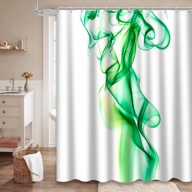 Rideau de douche Green Smoke Swirl, L 72 po x l 72 po