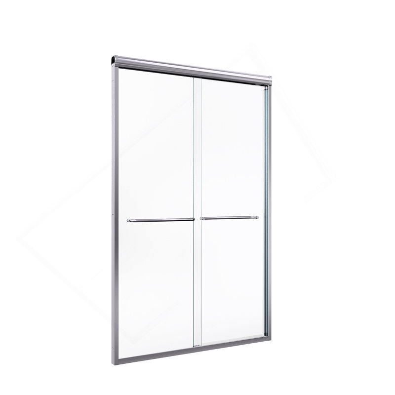 44"-48"W*72" H Semi-Frameless Double Sliding Shower Door, Bypass Shower Door, 1/4" (6mm) Thick SGCC Tempered Glass Door, Chrome
