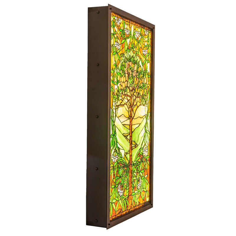 30"W Tiffany Tree of Life Stained Glass Lighted Window