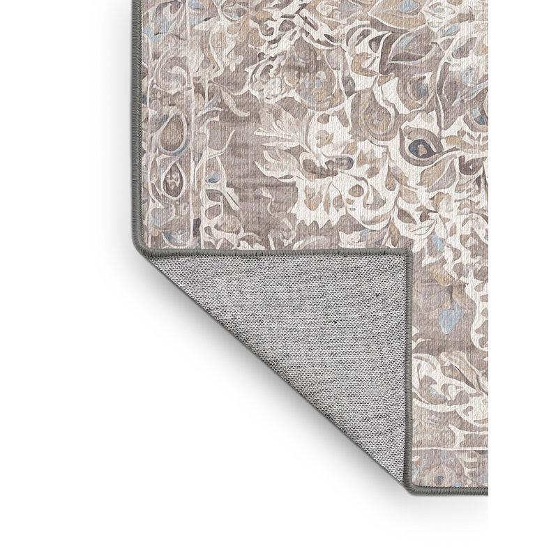 Machine Washable Gray Area Rug, Round 7'