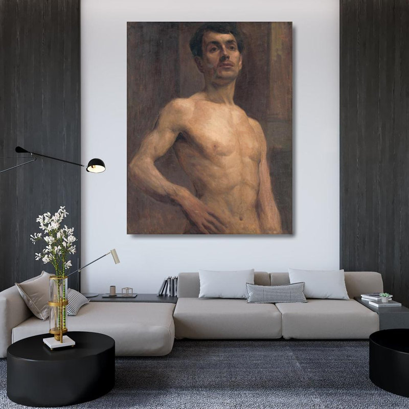 "Masculin" par Elemír Halász-Hradil - Toile tendue avec châssis, H 48 po x l 33 po