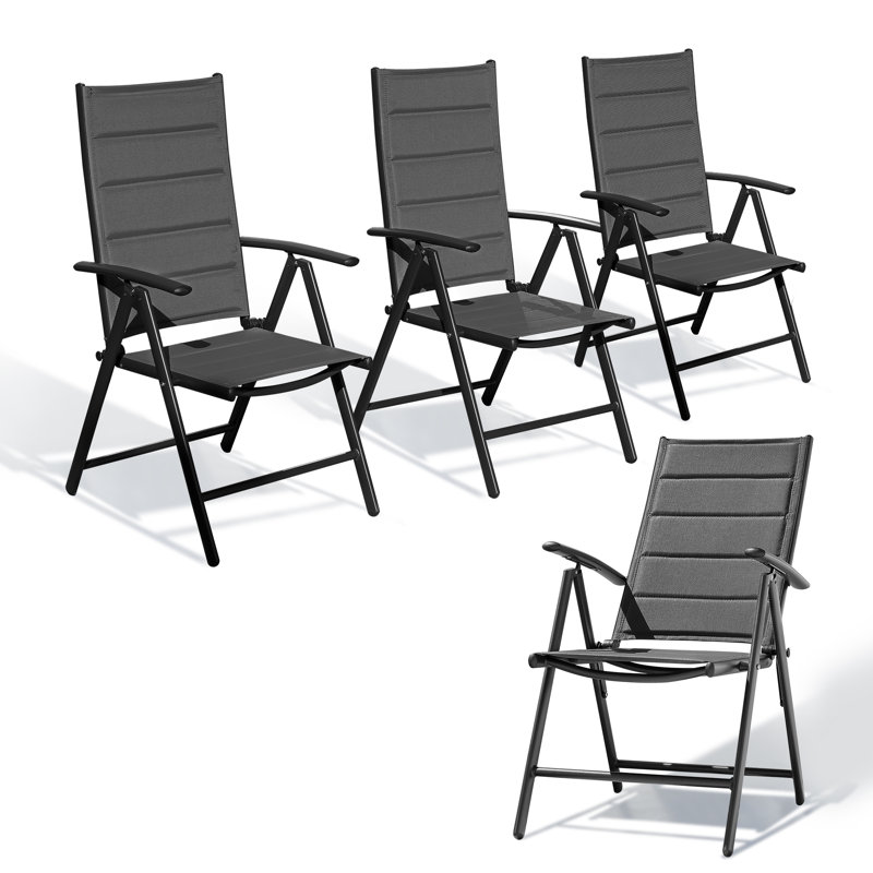 Metal Patio Folding Chair Folding Chair Set, Black