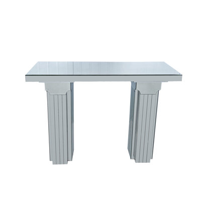 Mirrored Console Table Wide Bling Silver Mirror Entryway Desk Modern Rectangle Sofa Table Entryway Tables For Living Room