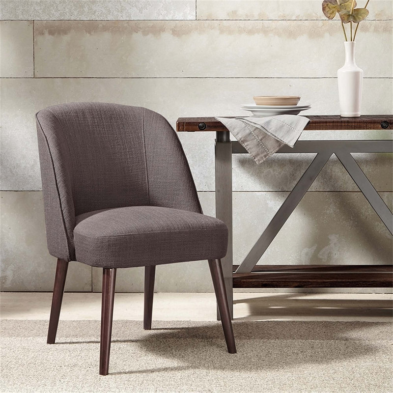 Charmante chaise de salle à manger à dossier arrondi pour un confort et un style durables, Polyester gris anthracite
