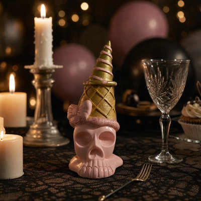 Ice cream Items  Skull Ice Cream  Statue Halloween Resin Tabletop Decor Gothic Party Desktop Ornament For Home Bar Shelf Display