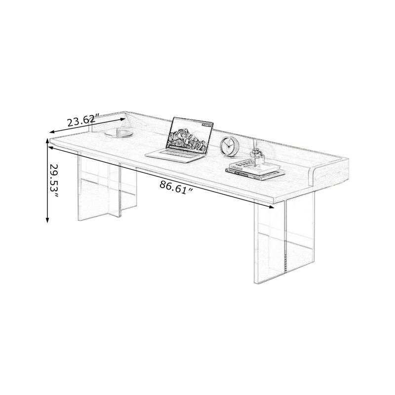 Cherry Rectangular Solid Wood desks, 29.53" H x 86.61" W x 23.62" D