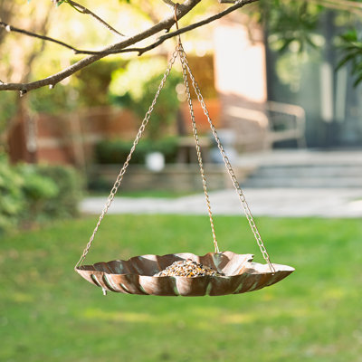 19.5"H Multifunctional 2-In-1 Metal Tray Bird Feeder Hanging Bird Feeder