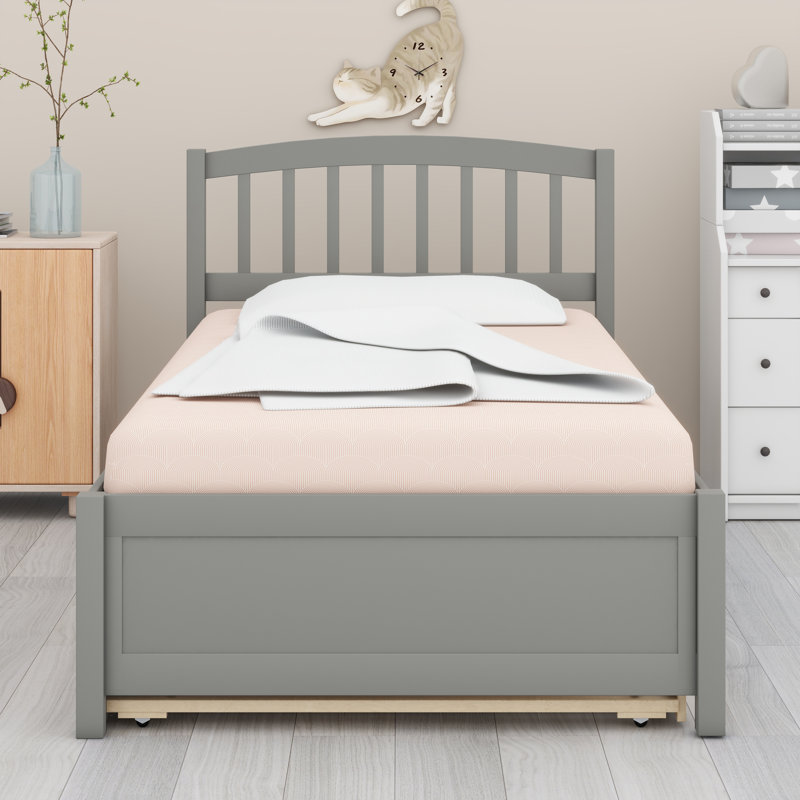 Lit plateforme avec lit gigogne, Gris
