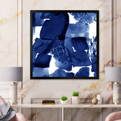 Impression abstraite sur toile bleu classique sur fond blanc I