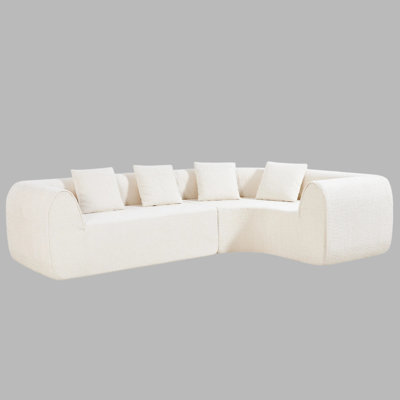 110" Modern Curved L-Shaped Modular Sectional Sofa | Right-Hand Facing Cloud Couch with High-Density Compressed Sponge | No-Assembly 2-Piece Sectional for Living Room or Lounge