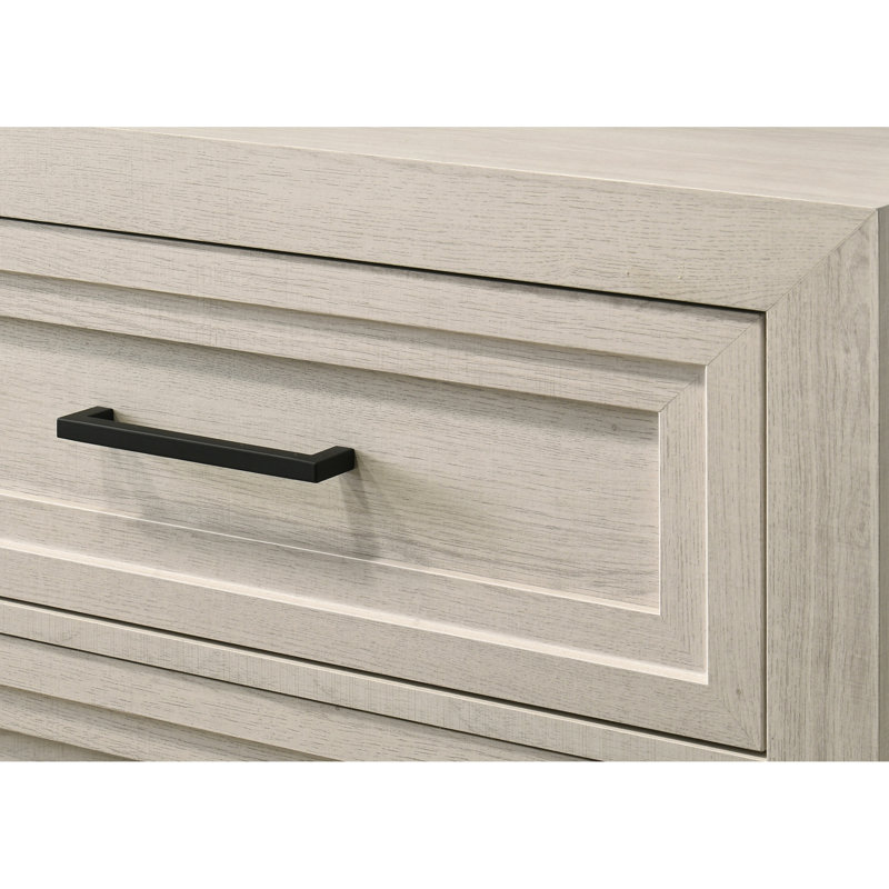 Table de chevet géométrique contemporaine à deux tiroirs, quincaillerie en métal, largeur 16,4 po, distinction pour la chambre à coucher