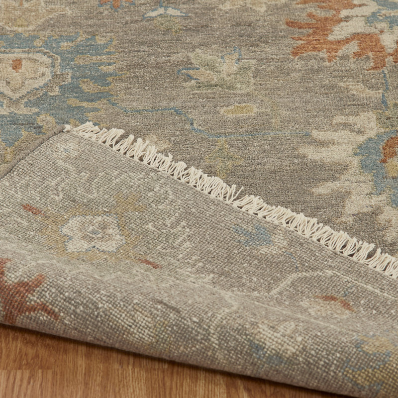 Wool Oriental Area Rug in Gray, Rectangle 9' x 12'