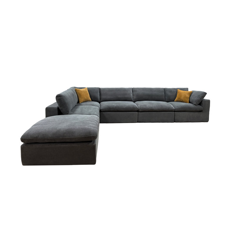 Manmobowlquay Full Compressed Modular Sectional, Light Gray