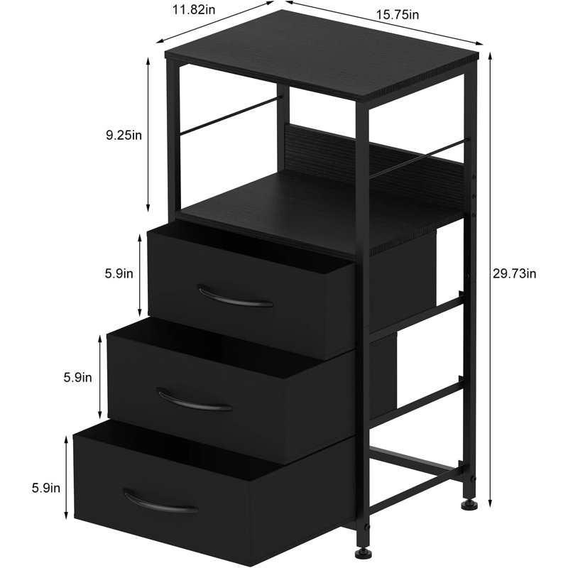 Ahnesti 3 - Drawer End Table Set, Black