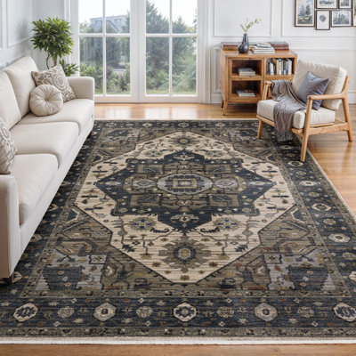 Tapis bleu / brun Caia