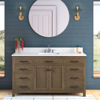 Lark Manor Wellsville 55'' Double Bathroom Vanity with Quartz Top