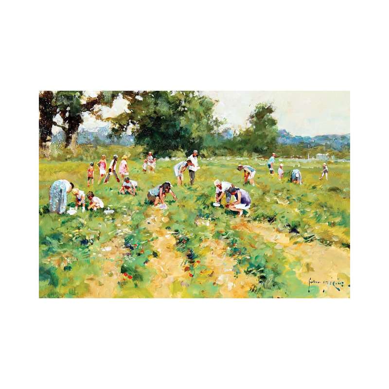 Strawberry Pickers by John Haskins - Wrapped Canvas Painting, 30.48cm H x 45.72cm W x 1.905cm D