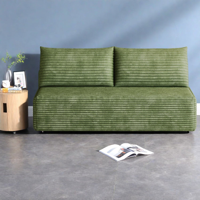Canapé d'angle moderne, canapé nuage en velours côtelé moelleux de 150 cm (59,1 pouces), vert, sans assemblage, Vert