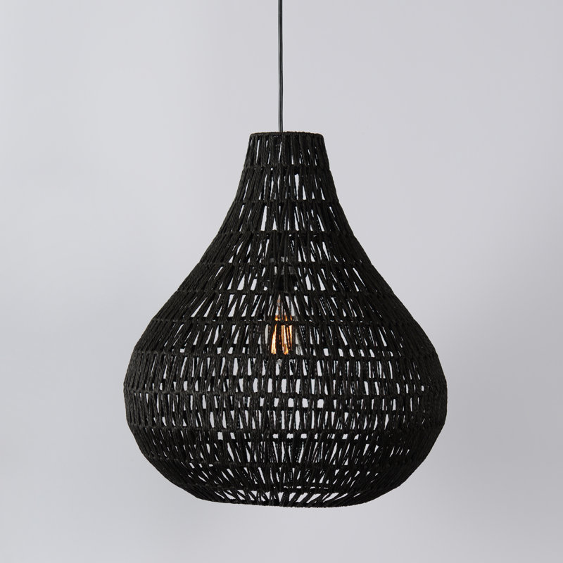 Quaid 1-Light Woven Pendant, Black