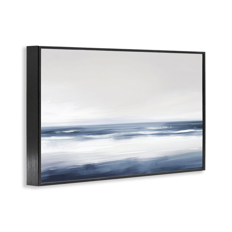Estampe numérique Surfriders Beach, dessin par Amanda Tsoukanelis, H 12 po x l 18 po, Giclée encadrée noir minuit
