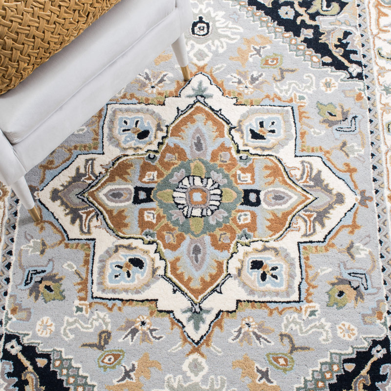 Tapis oriental en laine touffeté à la main Delara, Rectangle 9 pi 1 po x 12 pi