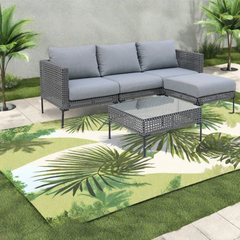 Canapés de patio peu encombrants, modulaire moderne en métal de fer pour la maison de patio