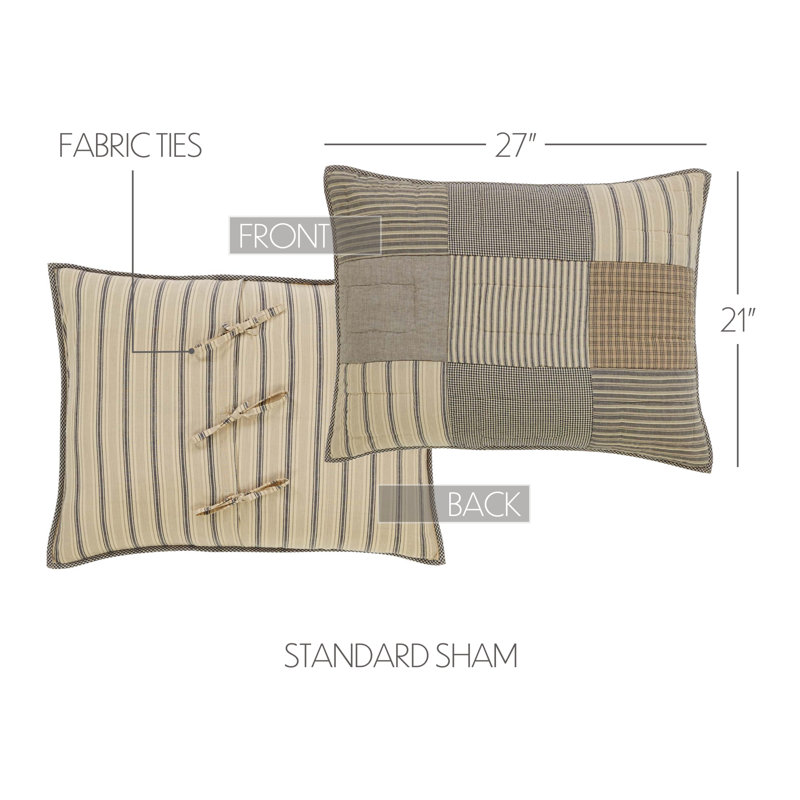 Sawyer Mill Sham Set, Standard, Charcoal Gray/Khaki/Dark Creme