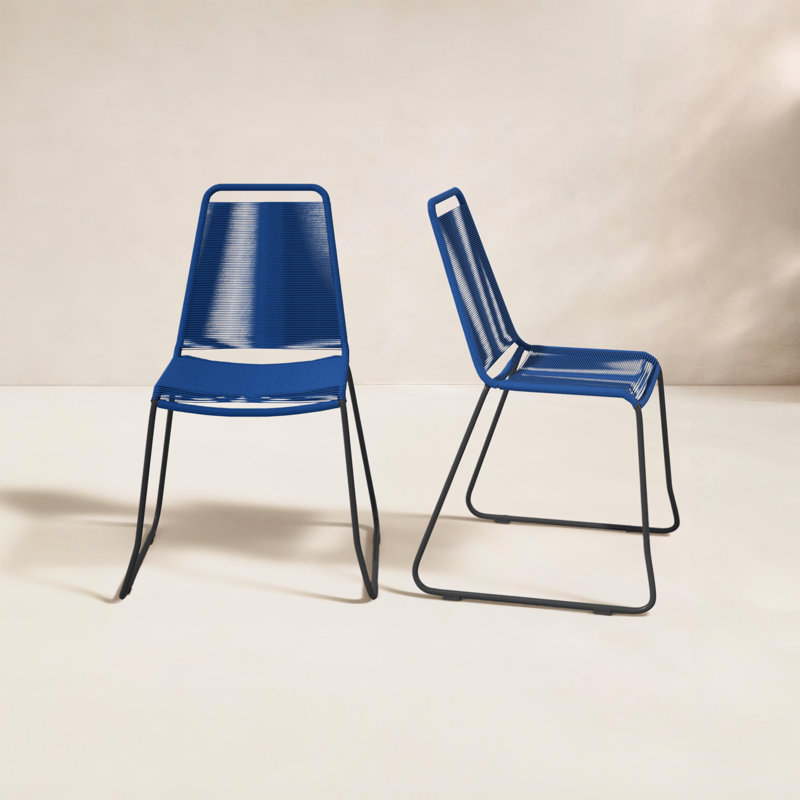 Chaise de salle à manger de patio empilable Huron, bleu