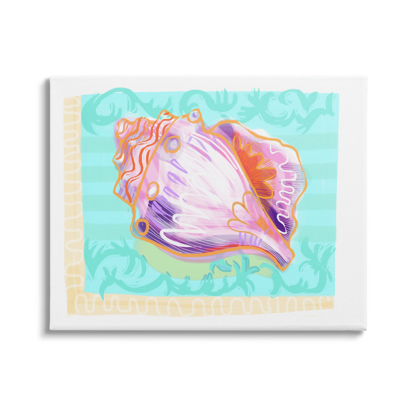 Art nautique sur toile à motif de coquillage, Toile tendue, H 24 po x l 30 po x P 1,5 po